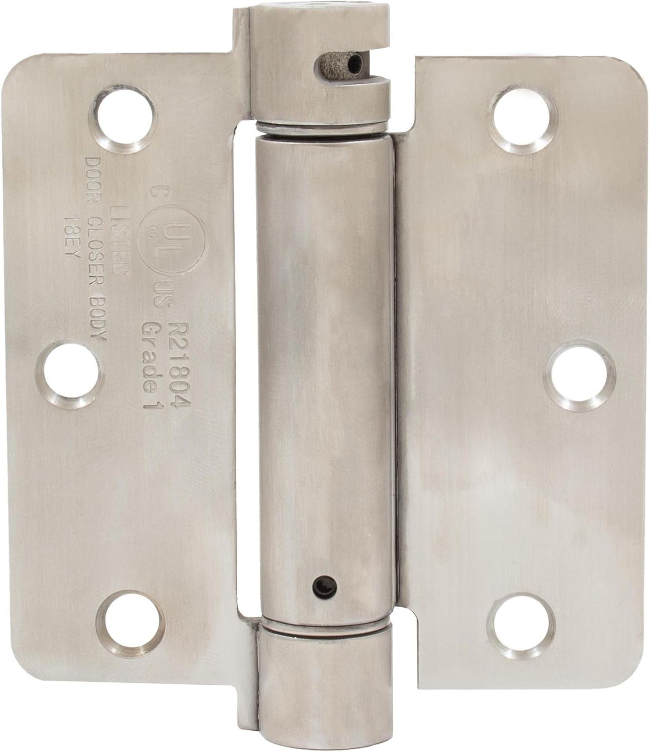 Stone Harbor Hardware Adjustable Spring Hinge, 3-1/2 Inches, 1/4" Radius Corner, Satin Stainless Steel