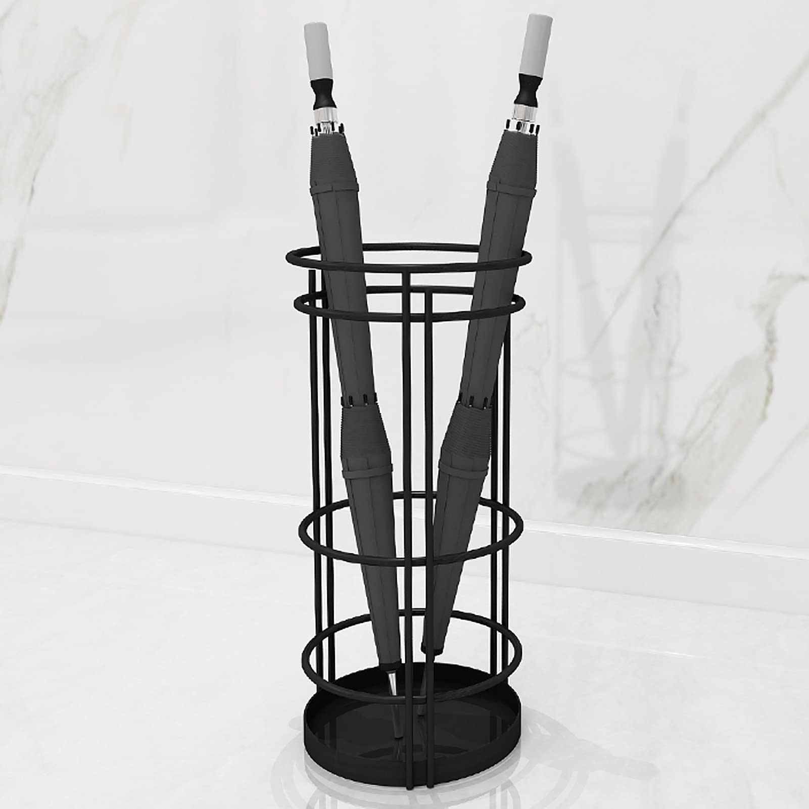 FCXWEVR Umbrella Stand Holder for Hallway Entryway Freestanding Rack for Long and Short Umbrellas Walking Sticks Ideal for Balcony Office Hotel Black Color