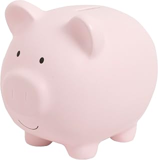 Kate & Milo Pink Matte Ceramic Piggy Bank, Kids for Girls, Kids Money and Coin Bank, Perfect Baby Nursery Décor, Holiday Baby Gift and Newborn Keepsake