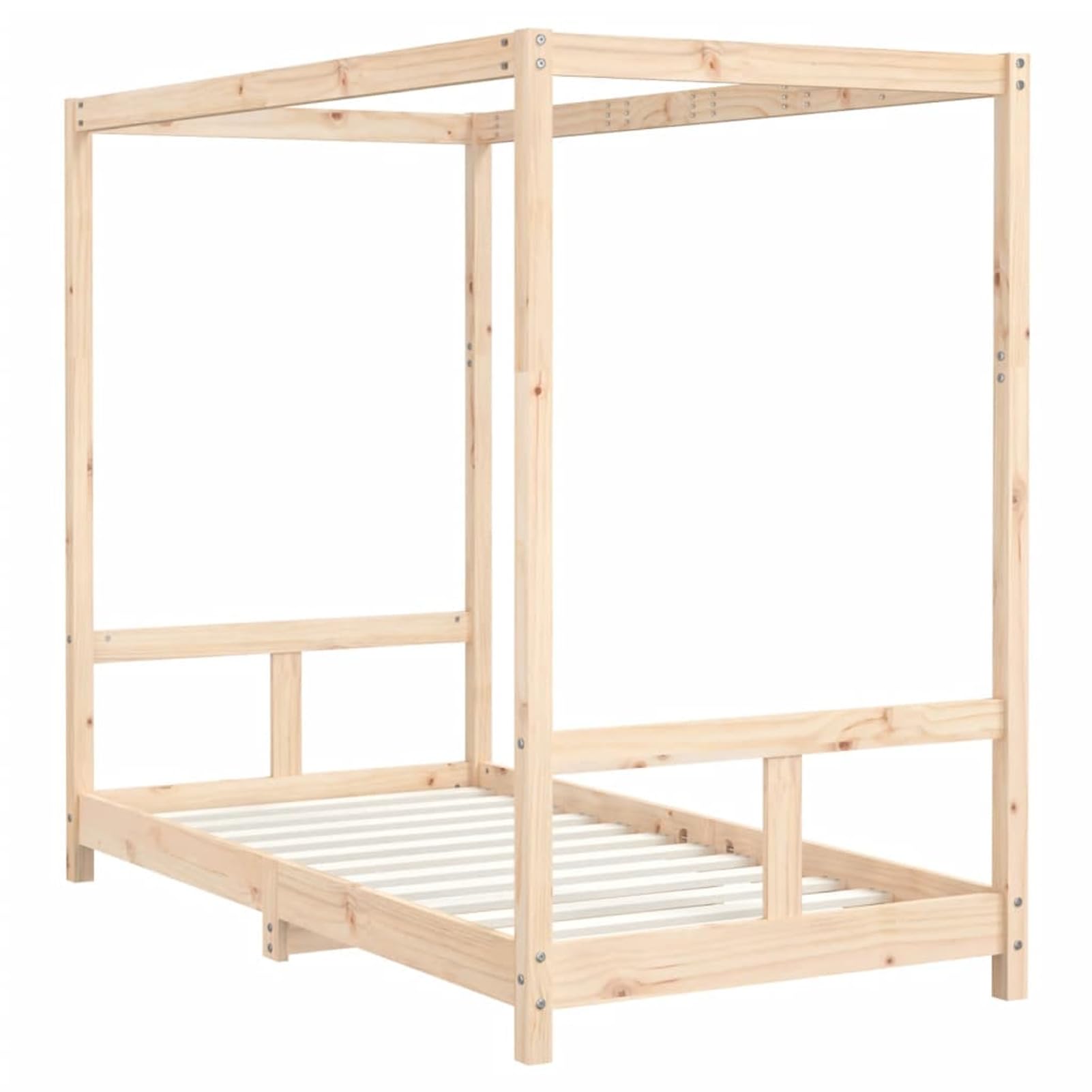 Gecheer Cama Infantil de Madera Maciza de Pino con Dosel, Adecuada para niños Mayores de 4 años, Dimensiones totales 165,5 x 85,5 x 140 cm, colchón 80 x 160 cm (no Incluido)