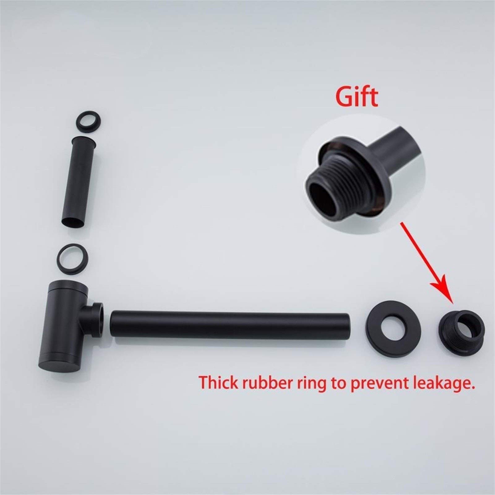 Desagüe emergente para Lavabo Trampa para Botellas de latón Negro Desagües de sifón para Lavabo de baño con Kit de Drenaje emergente Herrajes para desechos de Piedra (Color : Black, Size : W