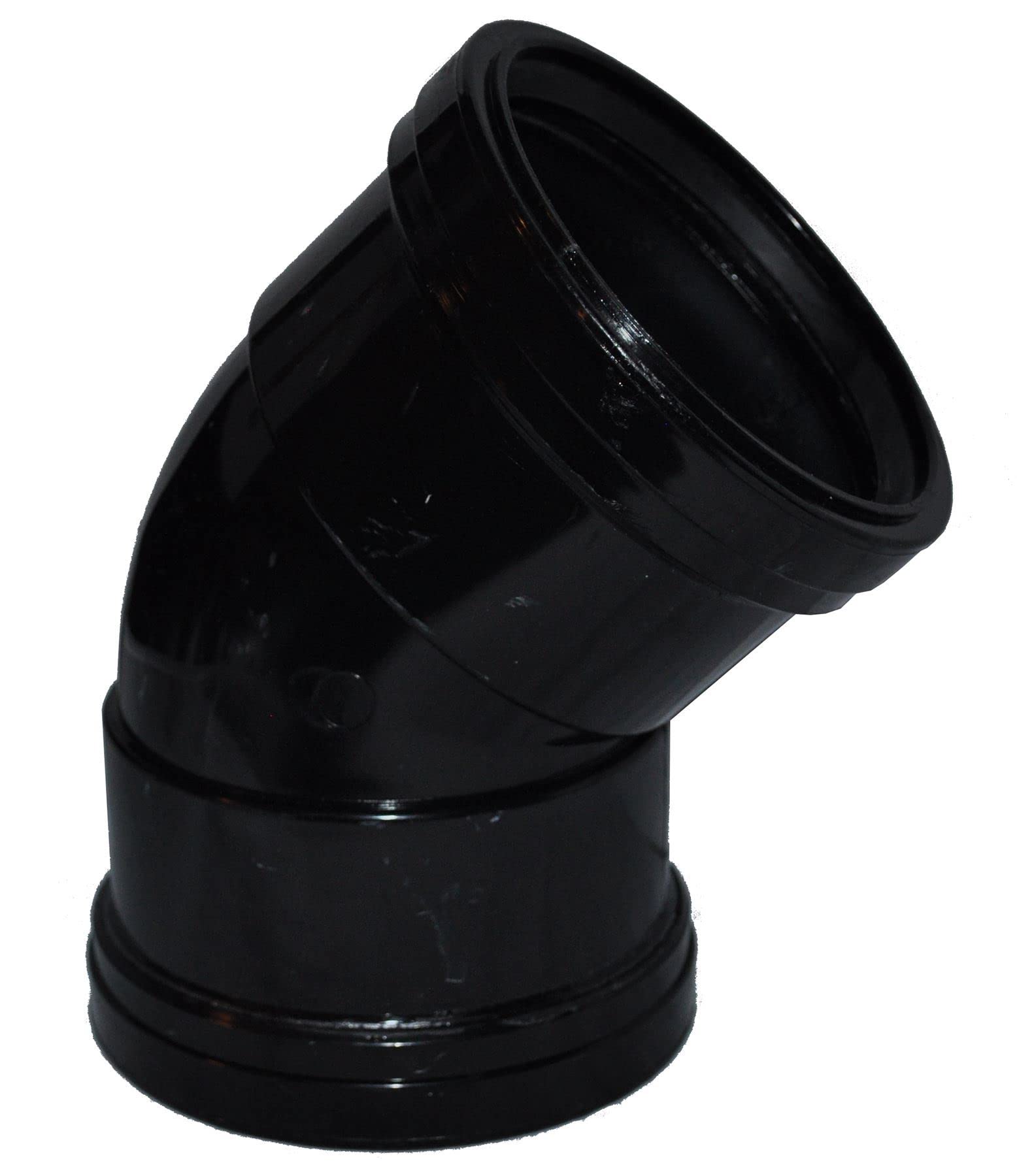 Double Socket Pushfit Soil Pipe 45 Degree Bend - Black - Pack of 2