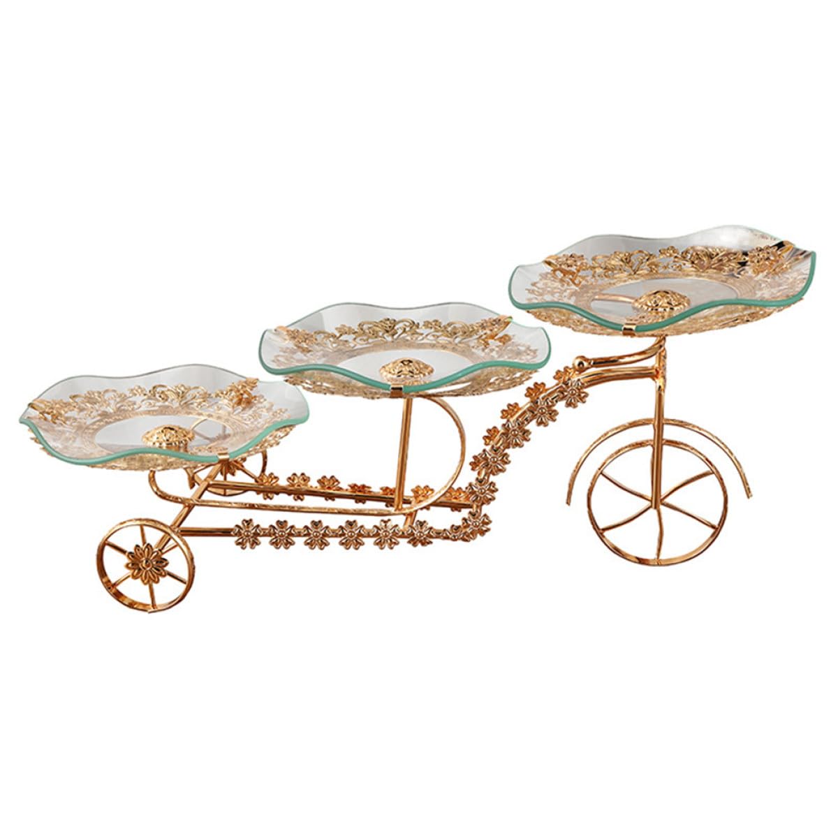 Dessert Stand, Elegant European Fruit Plate with Shelf Tempered Glass Dessert