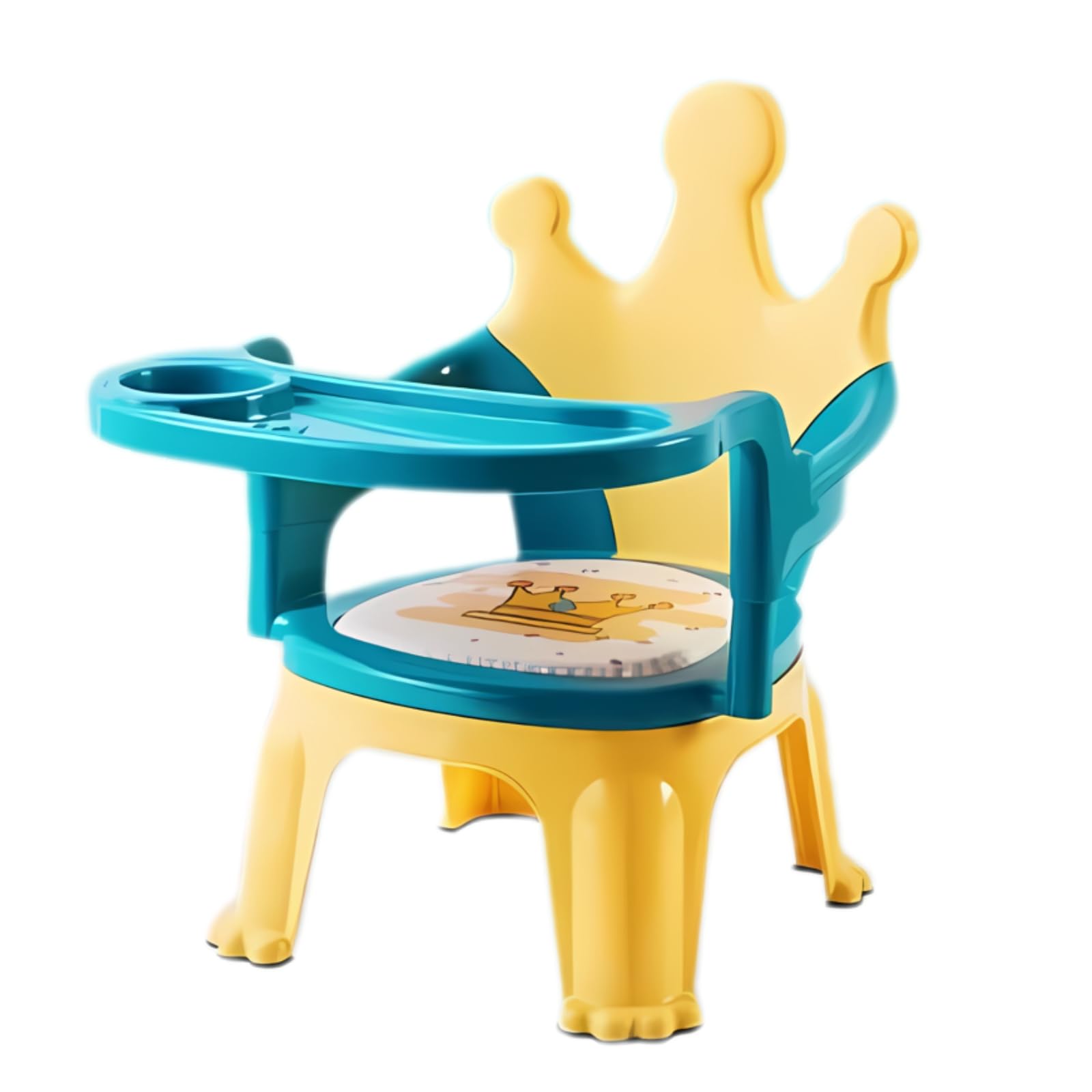 SMILE BABY Baby Chair for Kids Study Table Chair with Cushion Seat, Removable Food Tray & High Backrest, Booster Seat for Baby, Home School Kids Chair for Toddlers (Yellow)