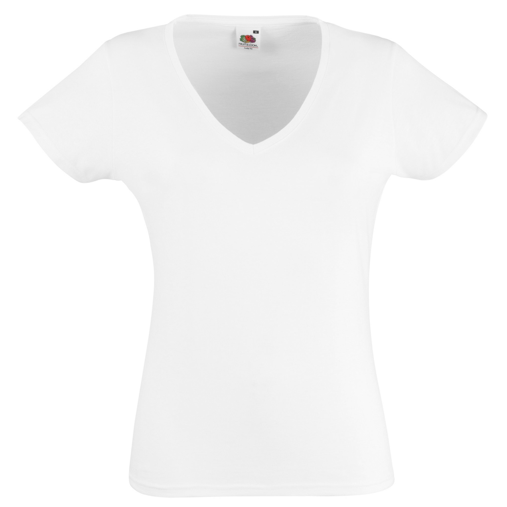 Fruit of the Loom Women’s V-Neck Short Sleeve T-Shirt - Lady-Fit V-Neck Shirt and Sizes - White - Small