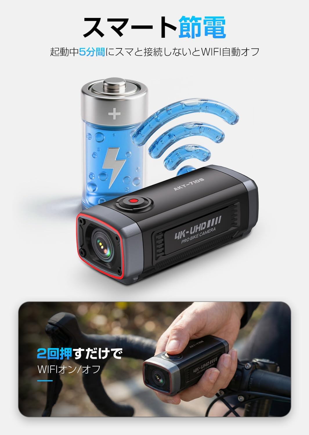自転車ドライブレコーダー EIS 4K 28fps/2K 55fps ドライブレコーダー 4K EIS 9時間連続録画 手ブレ補正 2輪車向け