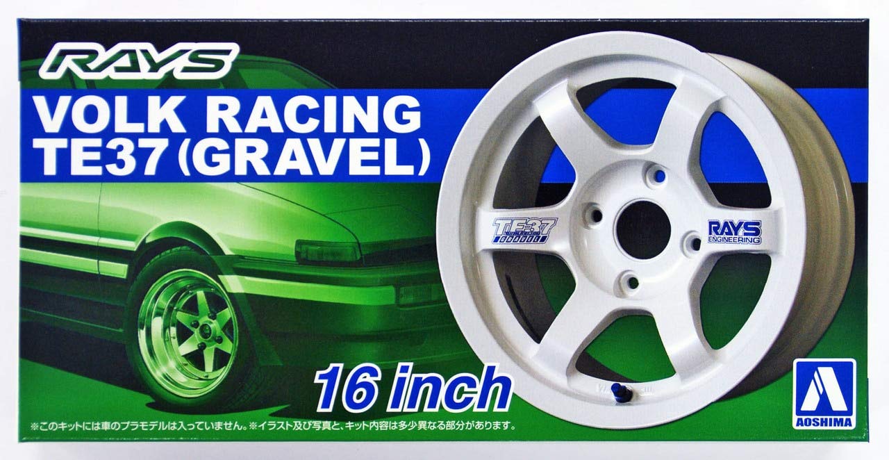Aoshima 1/24 Scale Volk Racing TE37 16 Inch Wheel Set - Plastic Model Buiding Set # 52501