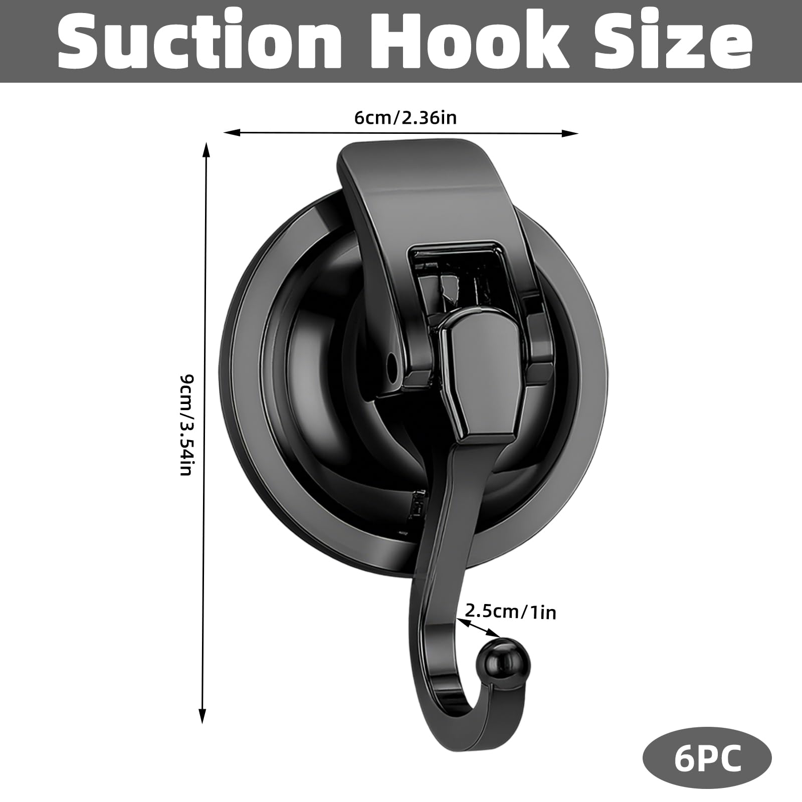QZDAFFIC 6PCS Suction Hooks, Premium Vacuum Hanging Suction Cup Hooks Heavy Duty with Max. Load 5KG - Image 2
