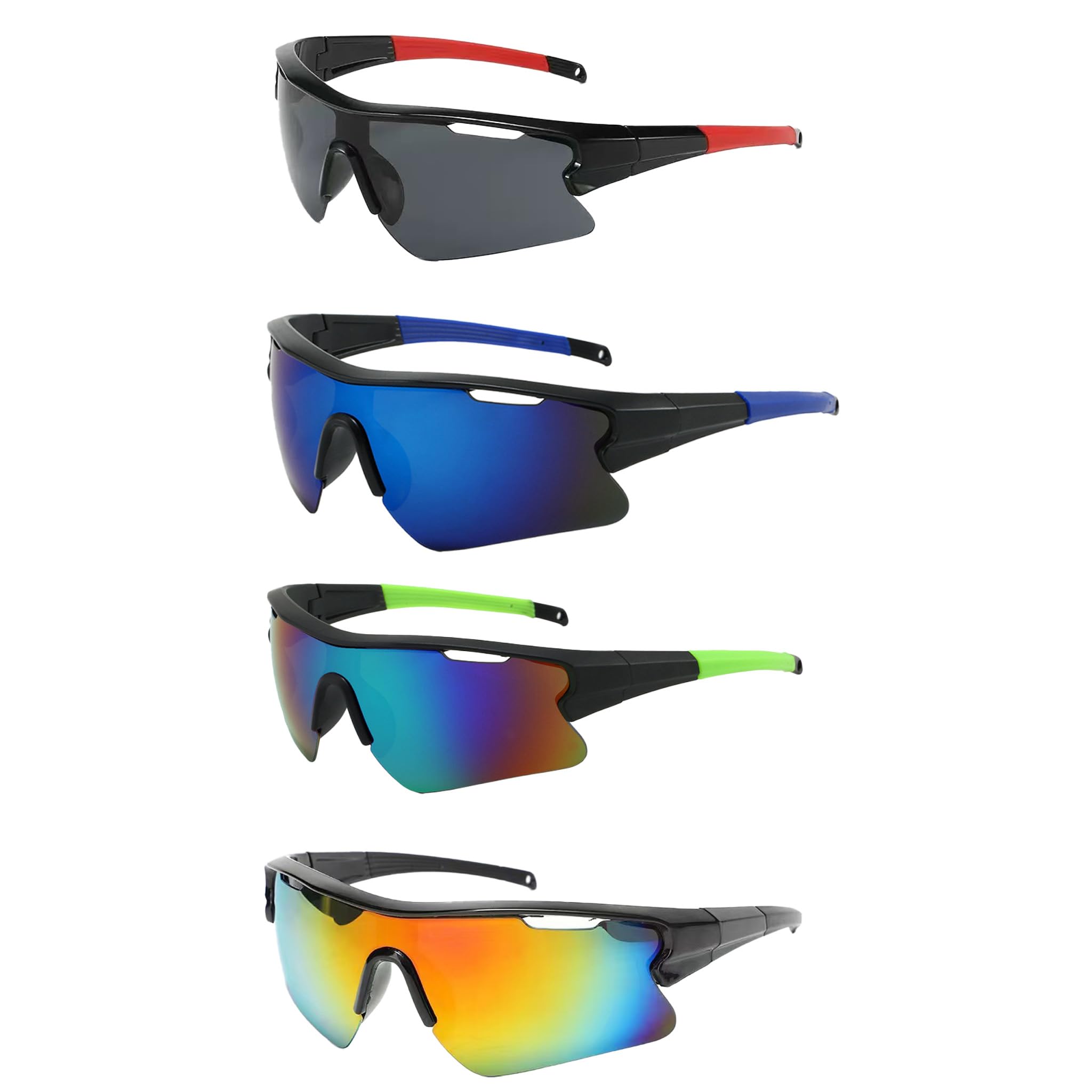 Lycixkur Kids Glasses, 4 PCS Kids Cycling Glasses, UV400 Sports Sunglasses