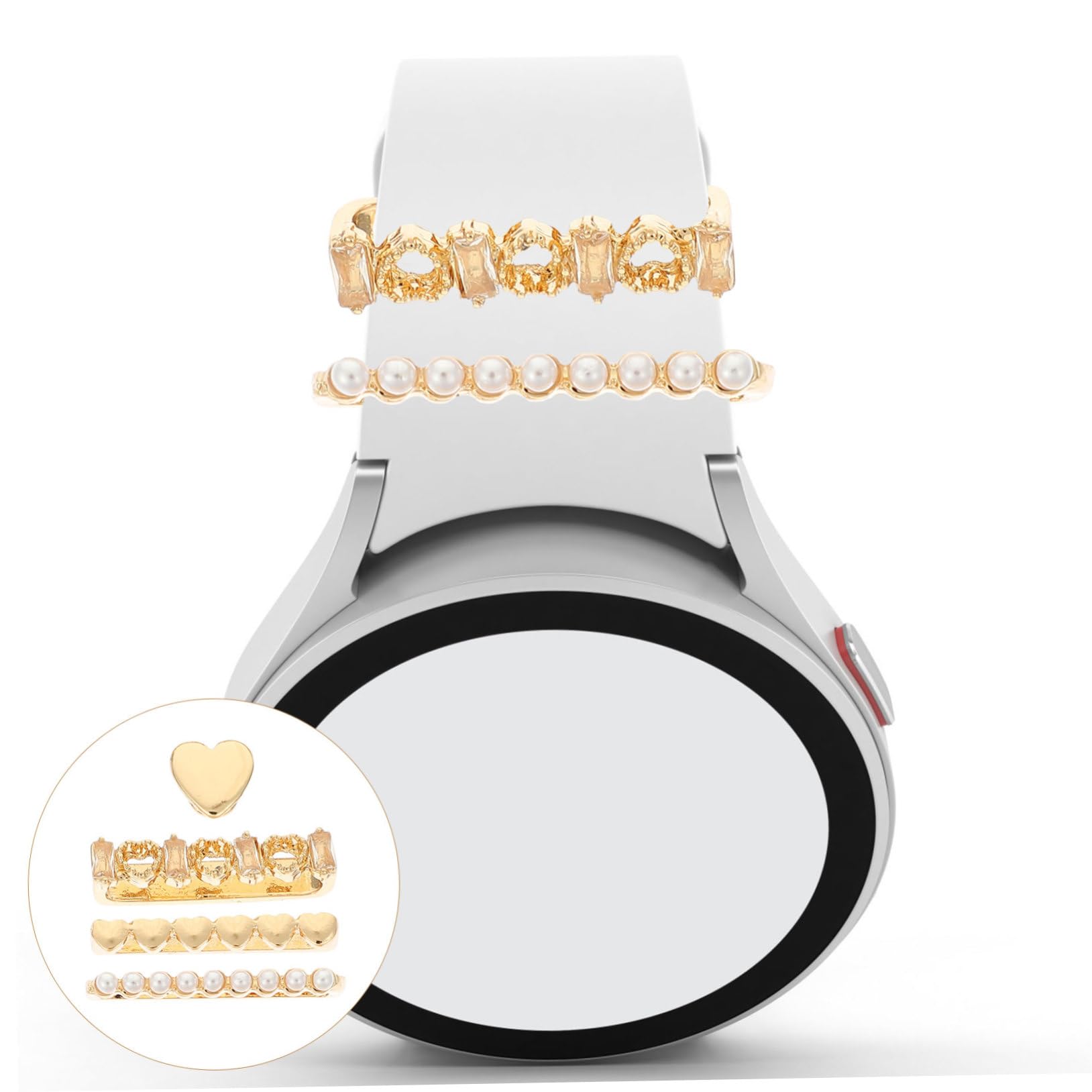 Veemoon 4 Pièces Bracelet Anneau Décoratif Charmes Strass Garniture Strass Bracelet De Montre Charme Décorations D'Ongles Montre Intelligente Montres Bracelet De Montre Ornement Manucure