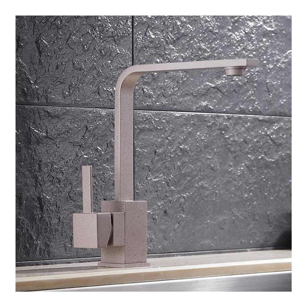 Kitchen Faucet 360 Degree Rotating Swivel Brass Deck Kitchen Sinks Faucet Hot Cold Mixer Kitchen Water Taps XT-177(Beige Color with Dot)