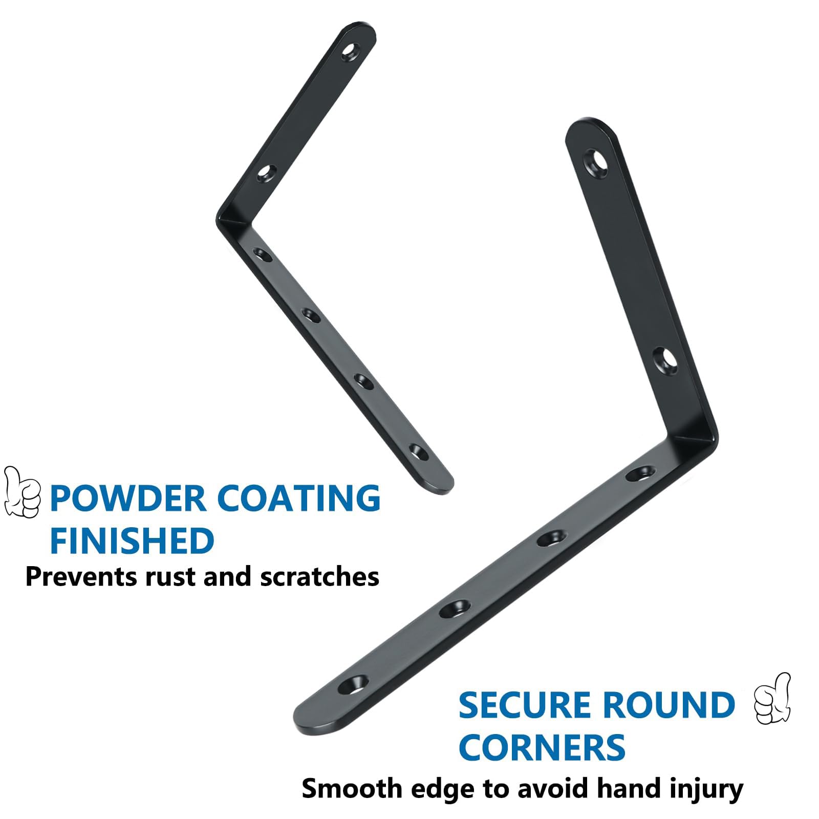 TOP-VIGOR 8Pcs Black Shelf Brackets - Image 4