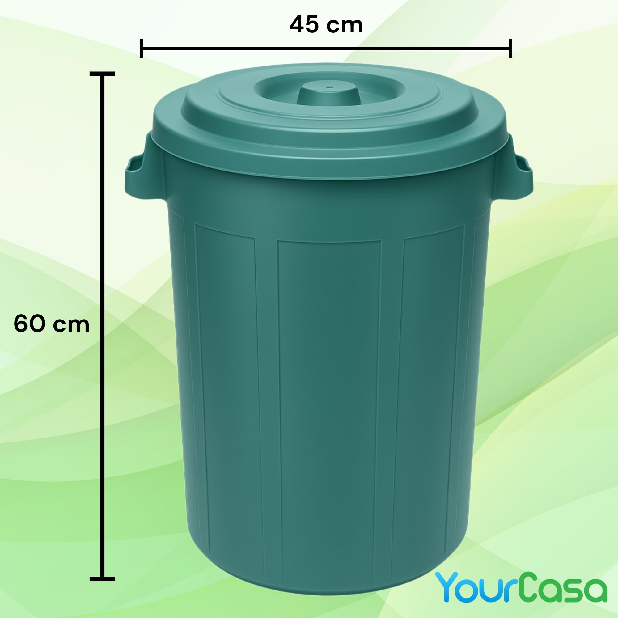 YourCasa Mülltonne 70L - Mülleimer mit Deckel verschließbar - Tonne mit Tragegriffen für Garten - Regentonne klein - Wassertonne Abfalltonne (Grün, 70 Liter)