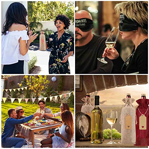12 Stück hochwertige Jute Weinbeutel und 12 Stück Geschenkanhänger, Wiederverwendbare Sackleinen Wein-Geschenkbeutel, Weinflaschenbeutel, Weinbeutel für Hochzeit, Party, Blindverkostung
