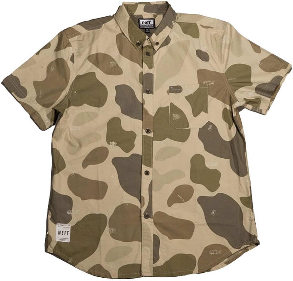 neff Men's Trouty Short Sleeve Button Up Shirt