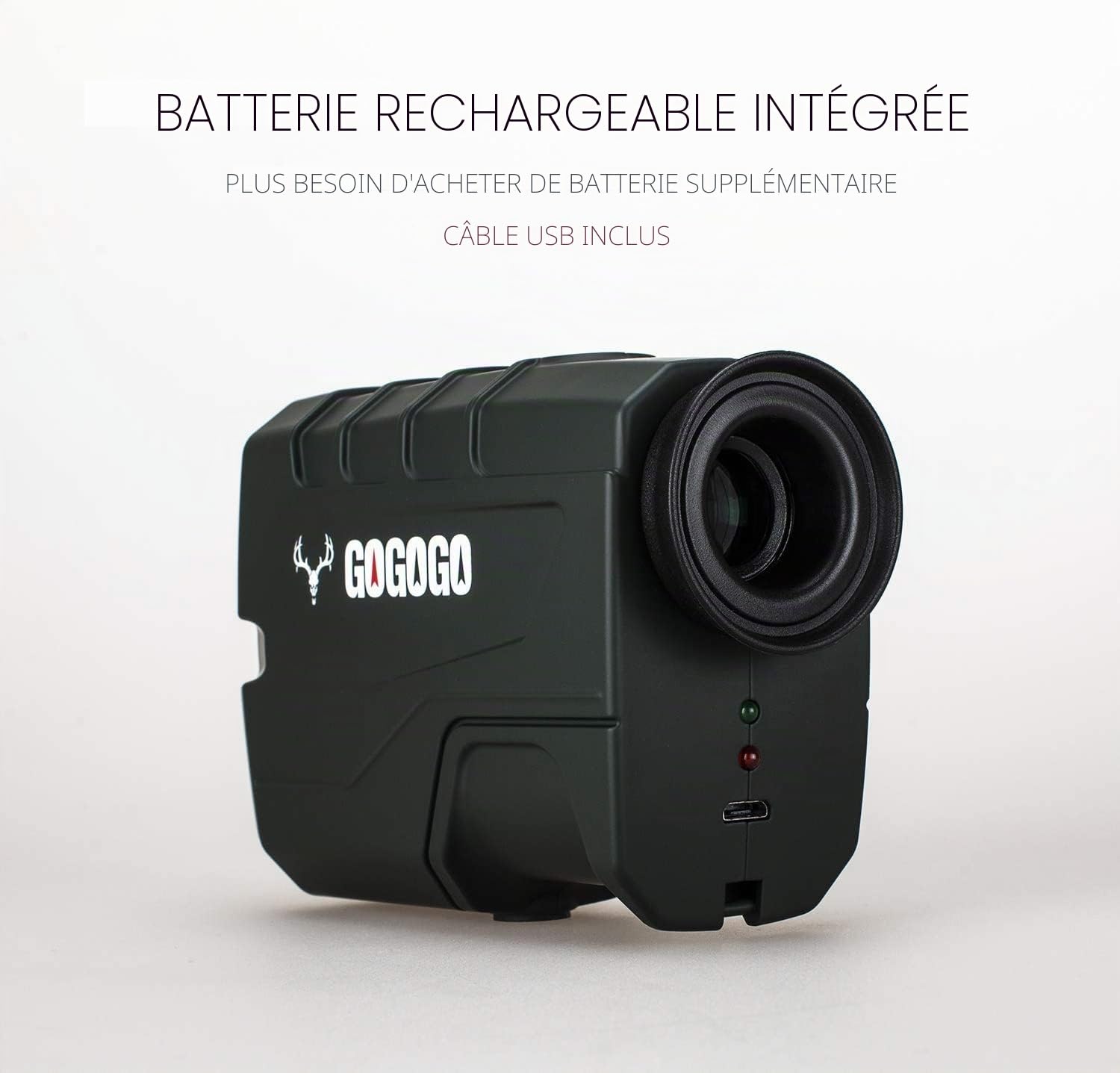 Gogogo Sport Vpro Télémètre Rechargeable de Chasse 1100 Mètres avec Trou de Vis du Trépied, Câble USB