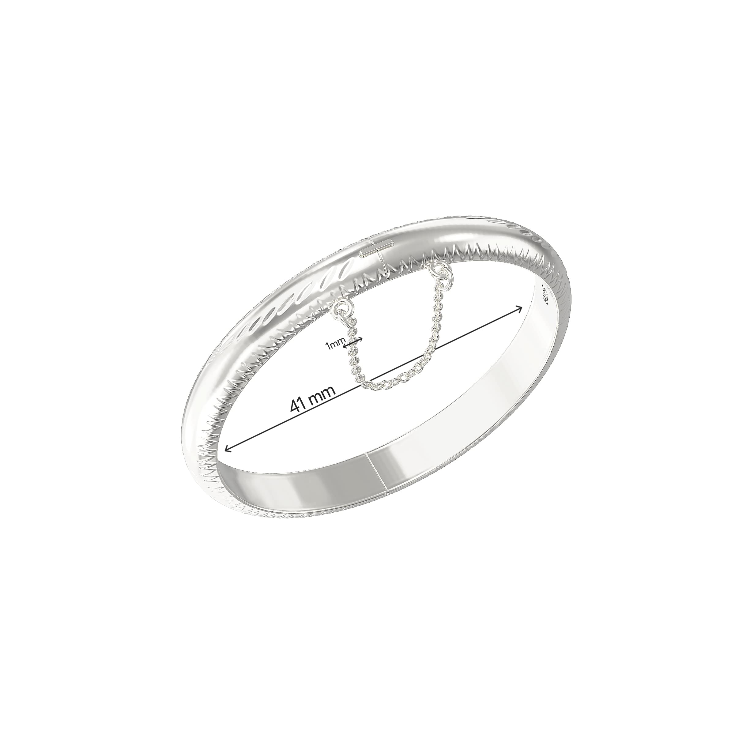 Aeon Bracelet extensible pour bébé en argent sterling 925 | Bijoux pour bébé de 0 à 5 ans | Parfait comme cadeau de baptême pour un garçon ou une fille | Coffret cadeau et polissage, 41mm internal