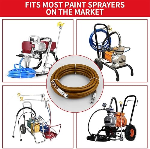Miniatura 6 de Kit de manguera de pulverización sin aire de 50 pies con manguera de pulverización sin aire trenzada de latón mejorado (49.2 ft), incluye un
