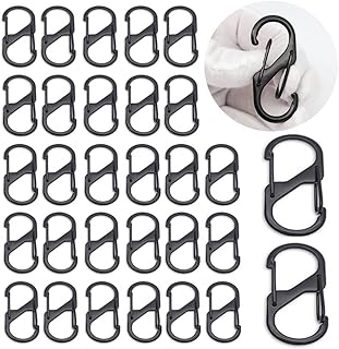 Mini S Carabiner, 30 PCS S Shape Small Carabiner Dual Spring 2 Opening Carabiner Keyring Clip Durable Anti-Rust Zinc Alloy S Type Buckle Clip Hooks for Home, Outdoor Hiking, Fishing, Camping
