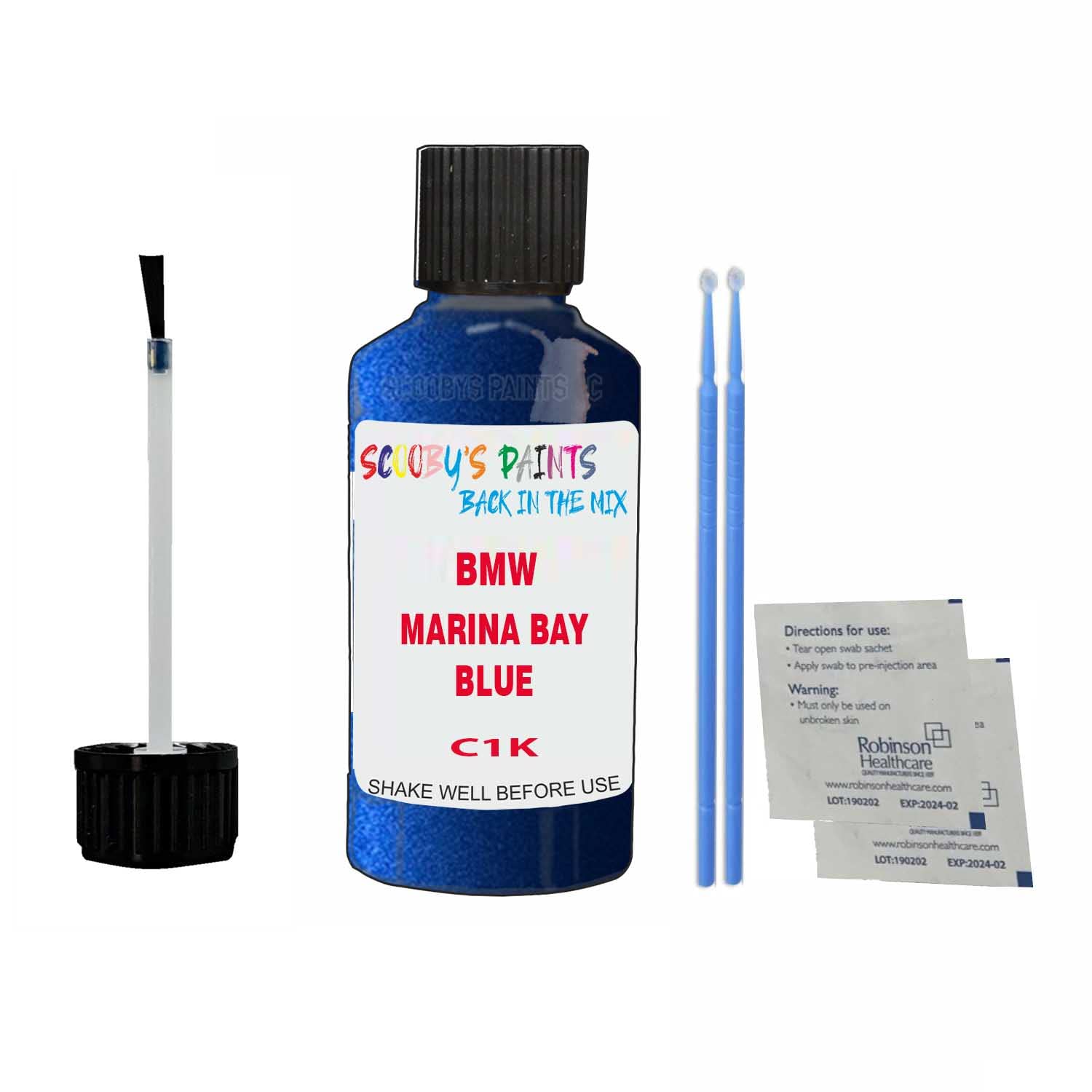 Scoobys Paints Back In The Mix Marina Bay Blue Touch Up Paint For Bmw M5 C1k 2017-2022 30Ml Bottle Brush Scratch Stone Chip Repair Pen
