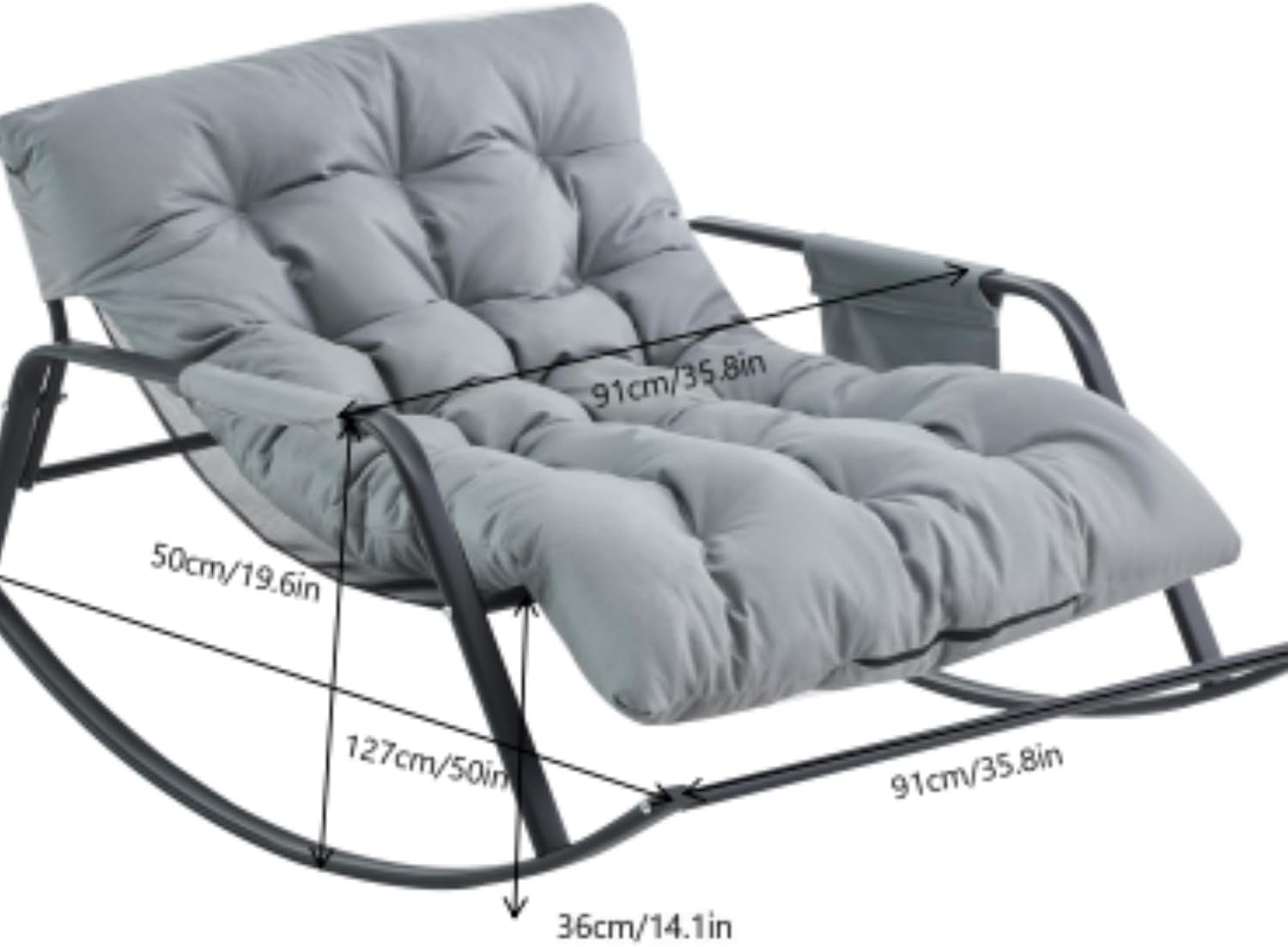 Rocking Chair with Extra-Wide Technical Leather Upholstered Gliding Chair Boucle Reclining Chair, Modern Accent Chair for Living Room Nursery Bedroom -Grey