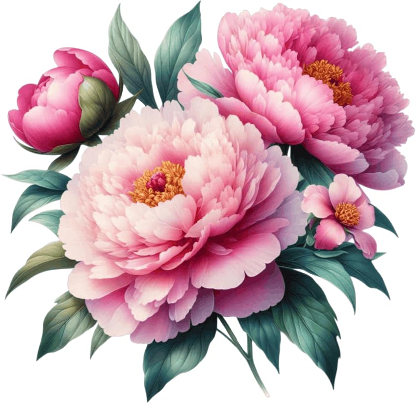 x4 Soft Pink Peony Flower Vinyl Stickers, Vibrant Blackout Waterproof Decals