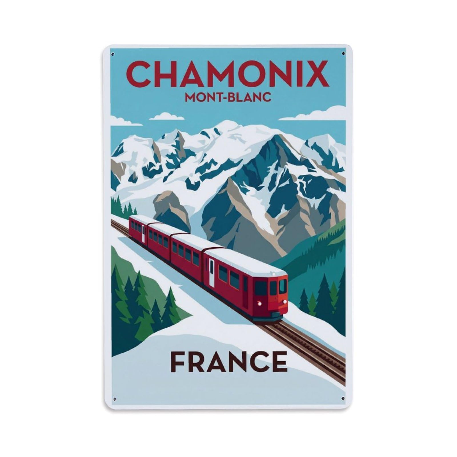 Olhnbad Style French Alps Chamonix France Classic Alpine Travel Metal Tin Sign