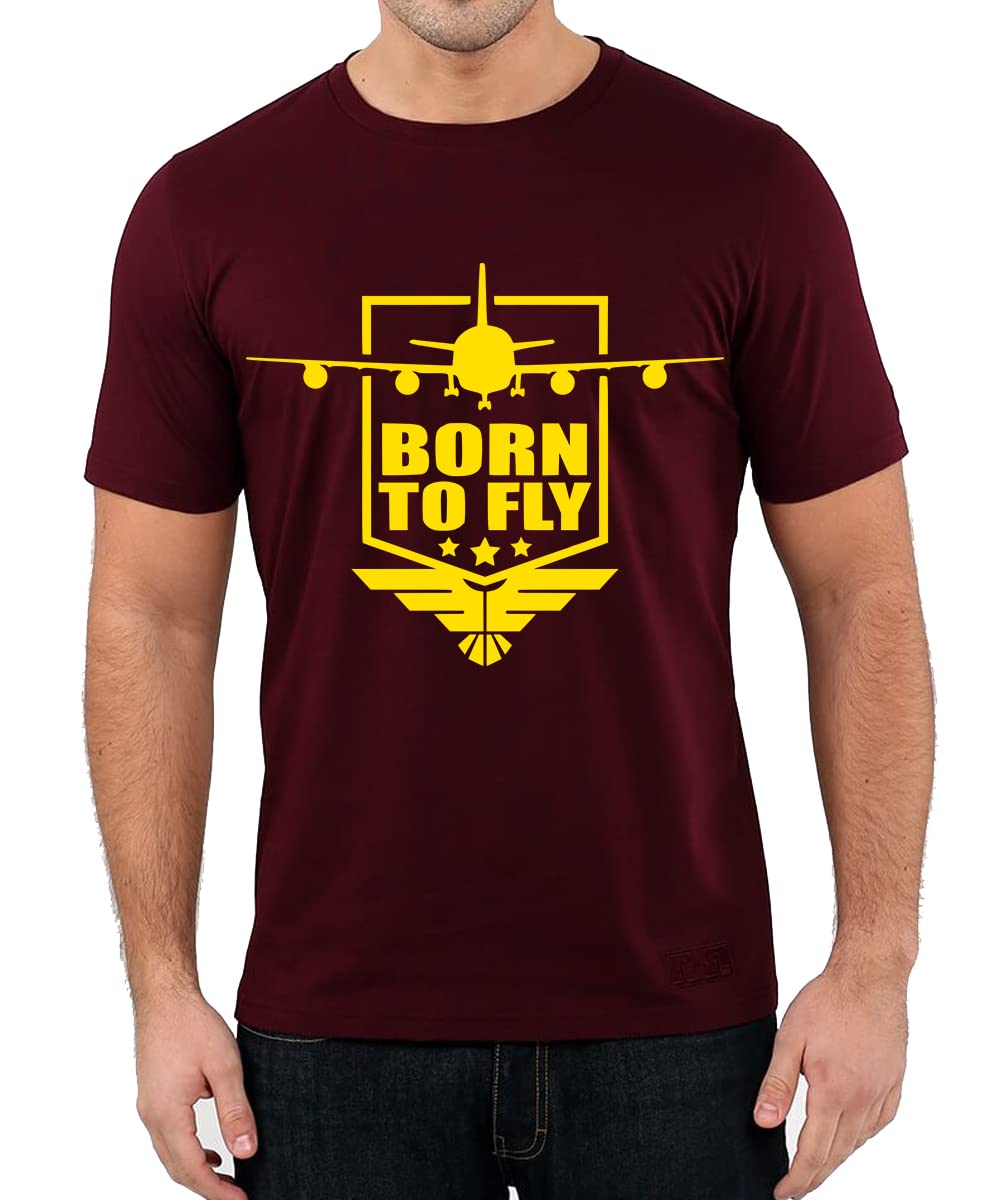 caseria Men's Cotton Printed T-Shirt -Born to Fly | 100% Cotton | Half Sleeves | Regular Fit | Printed | Round Neck | Graphic T Shirt-picture-19