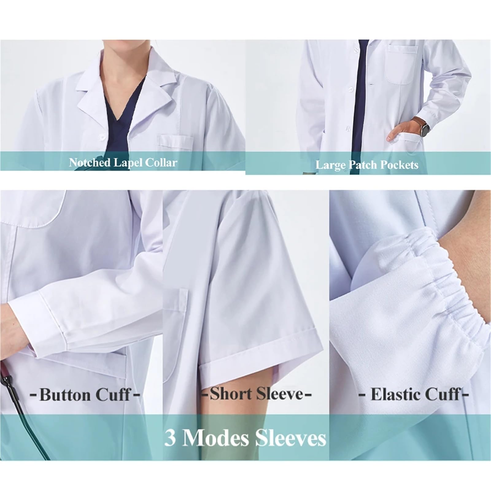 Bata de Laboratorio Blanca económica for Mujeres, Hombres, Estudiantes, Profesionales de la Salud, Enfermeras, de Manga Larga, Bata de Trabajo médica.