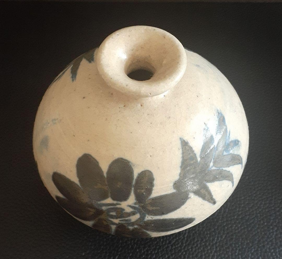 中国古美術中国古陶磁器古玩南方系古安南鉄絵染付花文様油壺花入れ