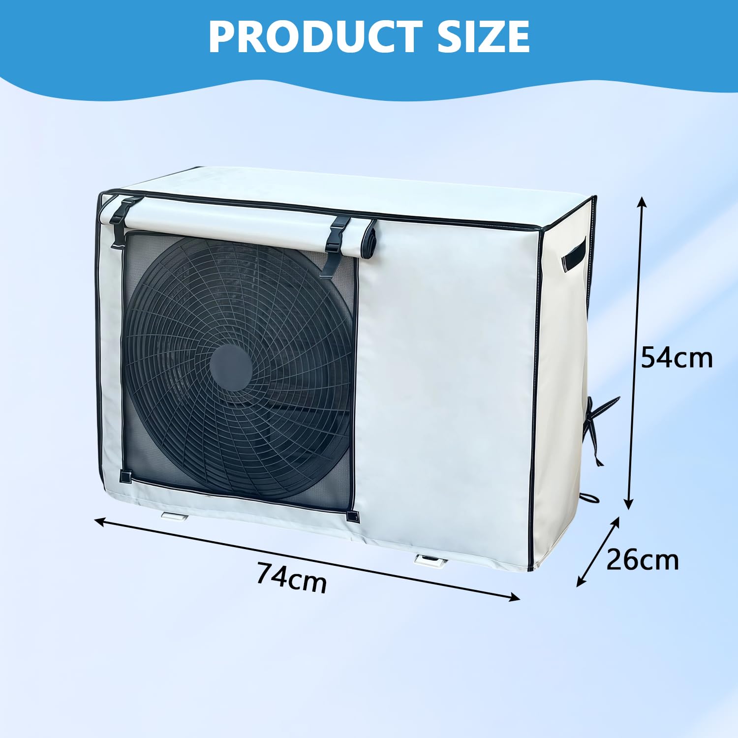 housse climatiseur extérieur, couverture universelle de 74x54x26 cm, étanche et anti-poussière, adaptée aux climatiseurs ainsi qu'aux pompes à chaleur.