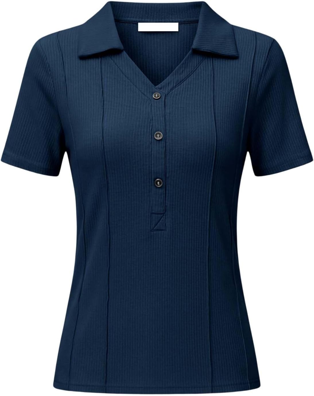 Short Sleeve V Neck T Shirts Womens Summer Business Casual Button Dressy Tops Henley Slim Fit Basic Spring Outfit