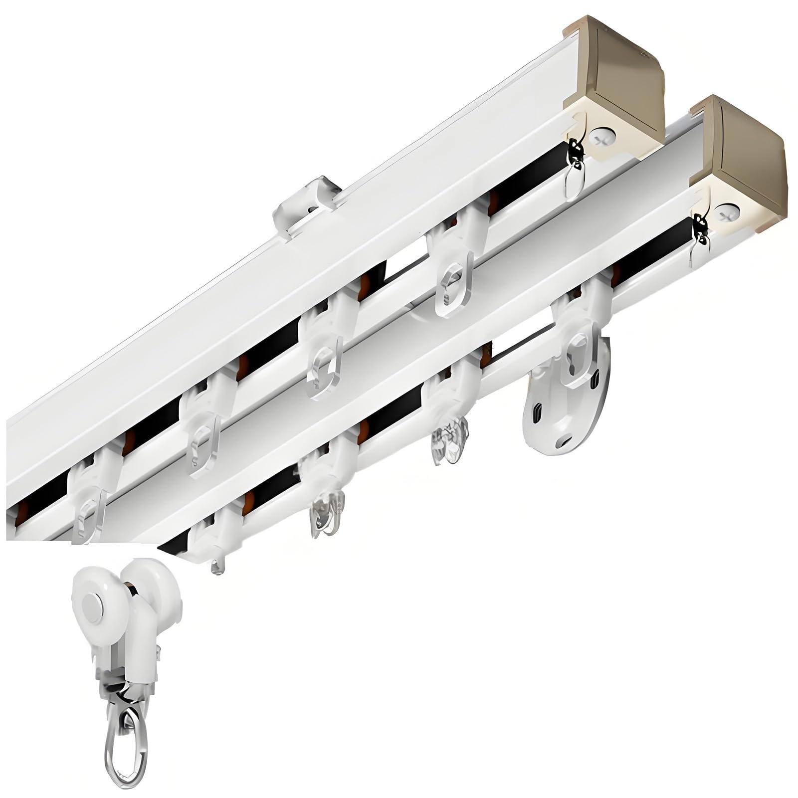Double rail plafond 1,6m pour cloison de séparation rideau douche blanc