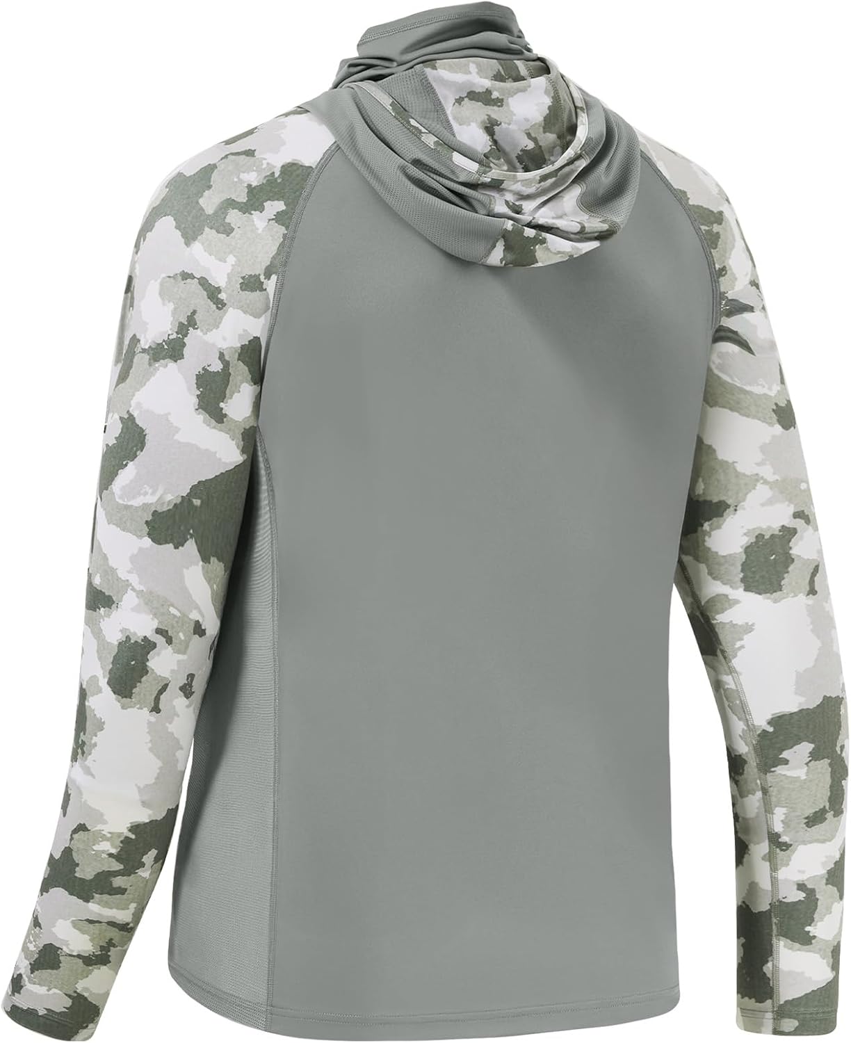 BASSDASH Men's UPF 50+ Camo Hoodie Shirt with Mask Long Sleeve Sun Protection Neck Gaiter Hooded Tee for Fishing Hiking