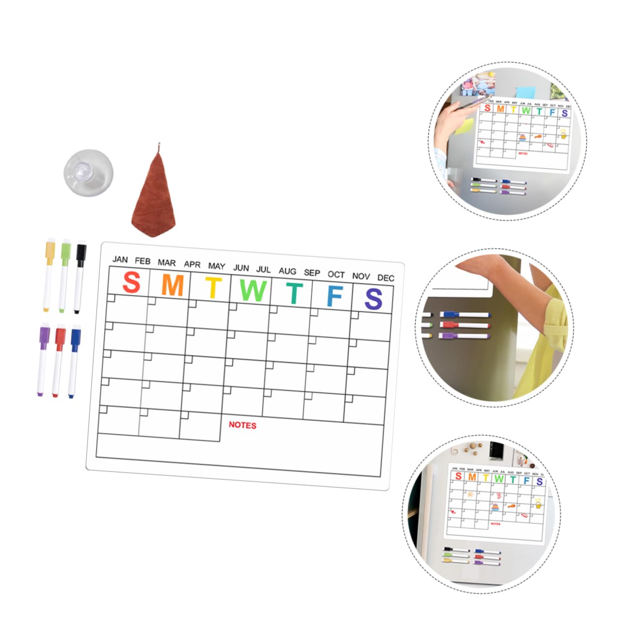 4 Ensembles bloc calendrier mensuel tableau effaçable à sec planche liste tableau effacable tableau effaçable tableau de planification magnétique ustensiles de cuisine coton
