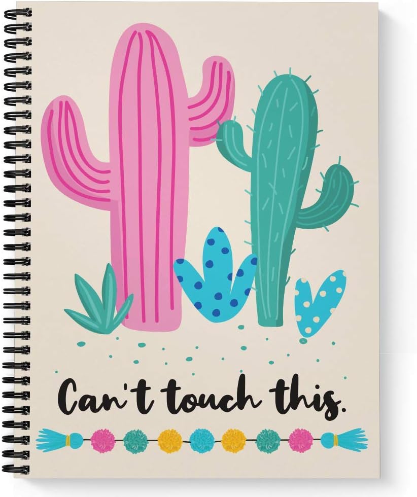 Gotcha Covered Notebooks Softcover Cant Touch This 8.5" x 11" Funny Spiral Notebook/Journal, 120 Wide Ruled Pages, Durable Gloss Laminated Cover, Black Wire-o Spiral. Made in the USA
