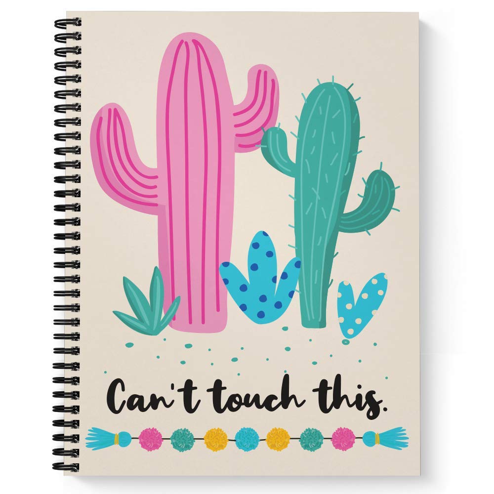 Softcover Cant Touch This 8.5" x 11" Funny Spiral Notebook/Journal, 120 Wide Ruled Pages, Durable Gloss Laminated Cover, Black Wire-o Spiral. Made in the USA