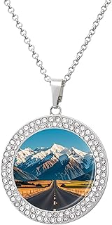 Alpine Snowy Mountain Necklace, Sparkling Crystal Diamond Pendant Necklace for Women Elegant Jewelry for Party Date,