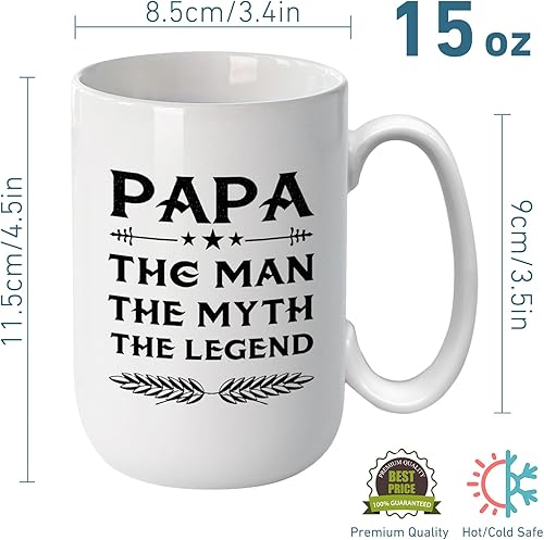 Miniatura 2 de J.Ehonace Taza de 15 onzas con texto en inglés "The Man The Myth The Legend", divertida taza de café para papá y abuelo  Novedad para el día del