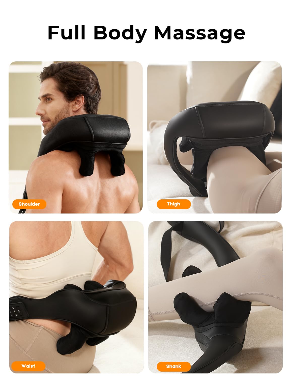 Kabelloses Nackenmassagegerät mit wärme, 4D Shiatsu Massagegerät Nacken