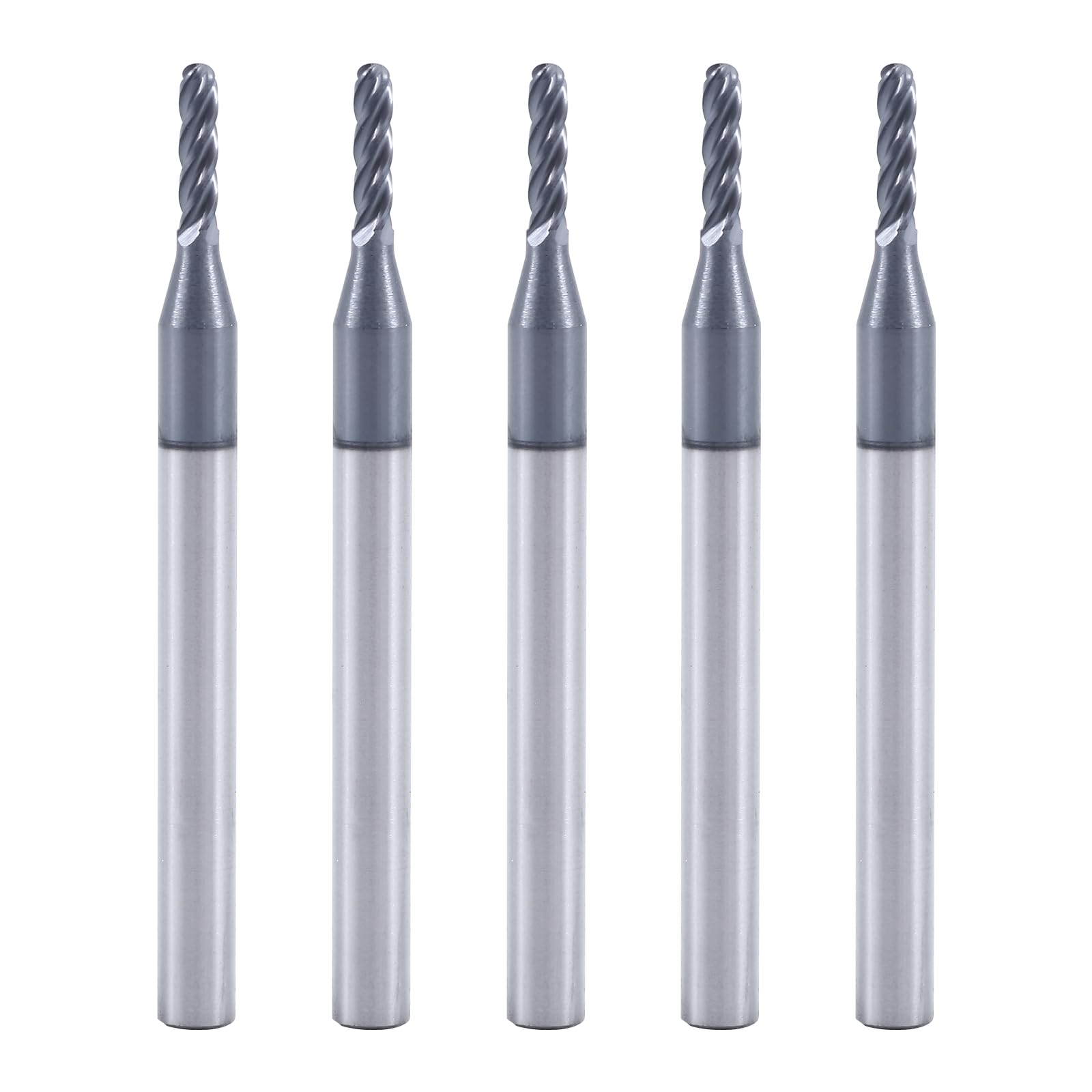 XYunEnZ ISB Ball Nose End Mill Cutter, 1/16" Diameter, 1/8" Shank Diameter, 4 Flute Micro Grain Carbide Mrill Bits CNC Router Bits for Hardened Steel,