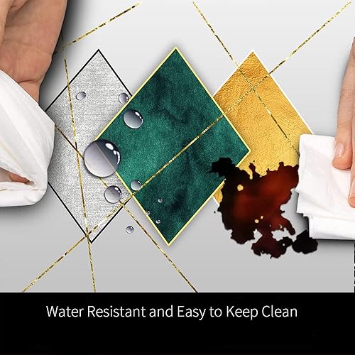 Miniatura 4 de EMMTEEY Alfombra de cocina negra de espuma viscoelástica alfombra de cocina moderna abstracta con marco griego geométrico y mármol de PVC tapete