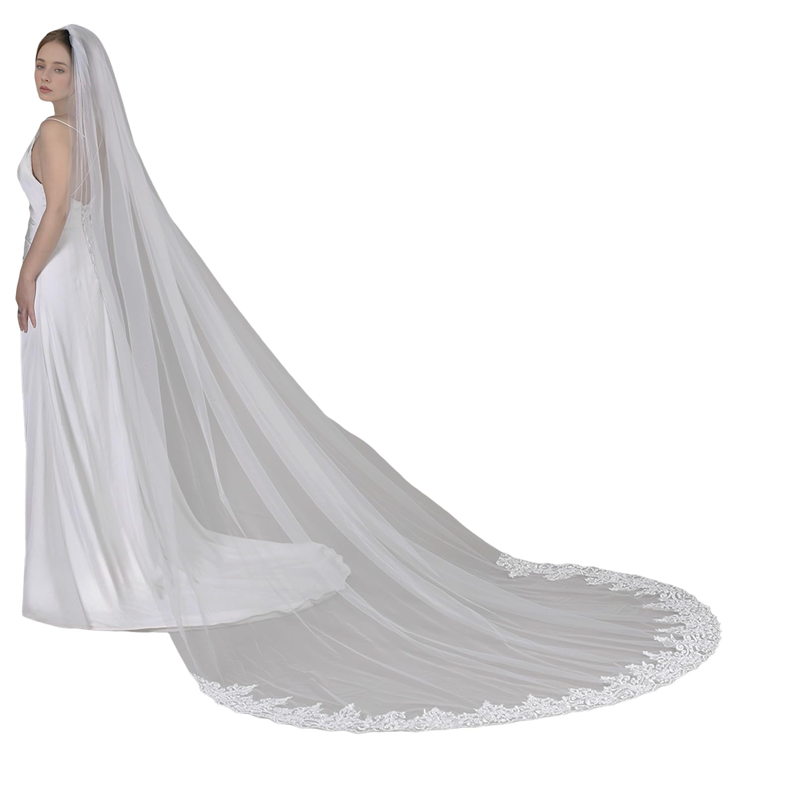 Tocado de novia ligero con encaje ornamental, perfecto para exteriores, aireado, ligero, con encaje ornamental