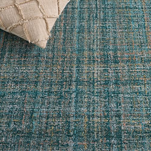 Tapete corredor 2'3" x 8' Aqua y verde hecho a mano miniatura 5