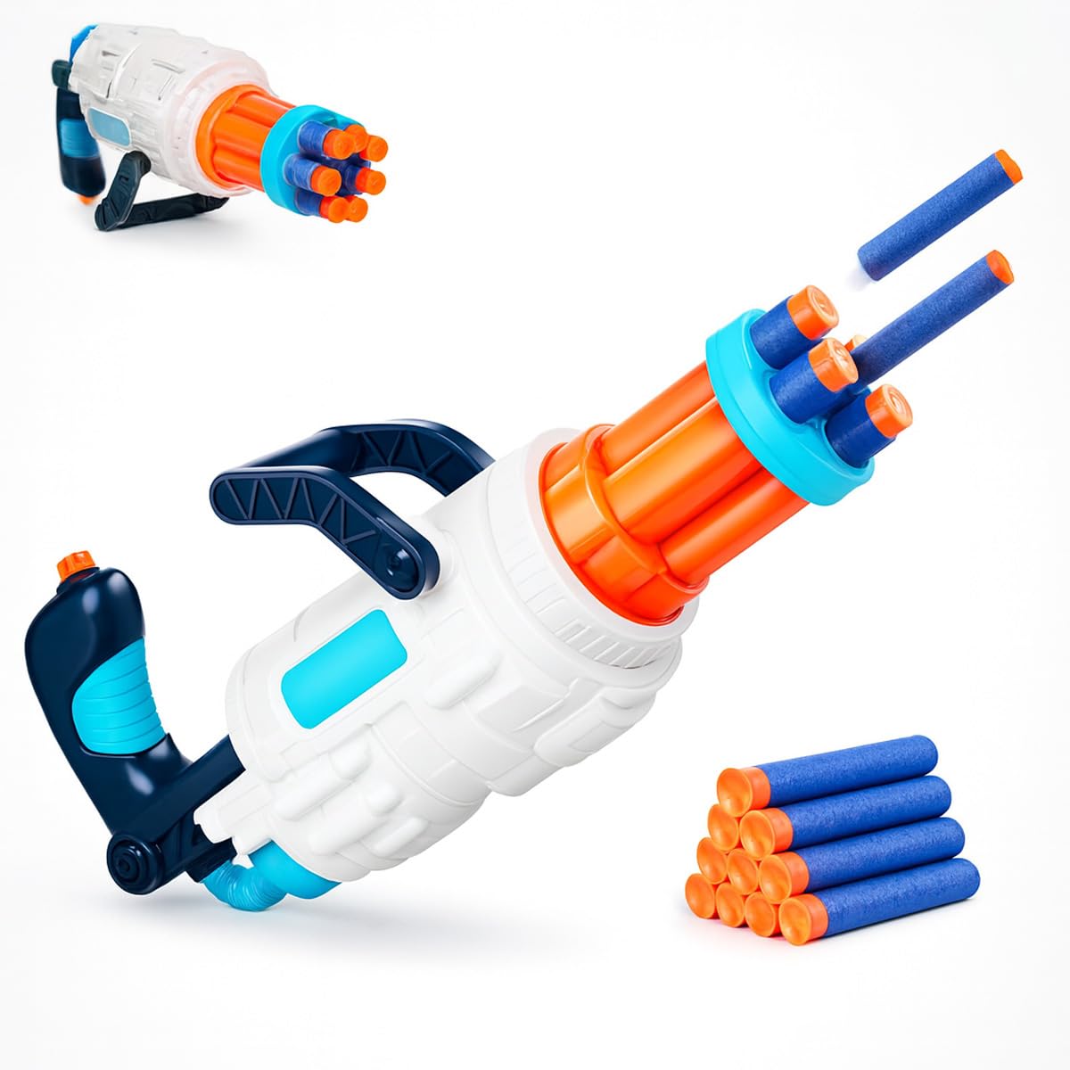 Toyana Dart Blaster For Kids, Automatic Rotating Barrel Dart-Gun with 10 PCs Foam Darts Bullet Toy, Outdoor Backyard Garden Activity Gift Playset for Children 3+ Years