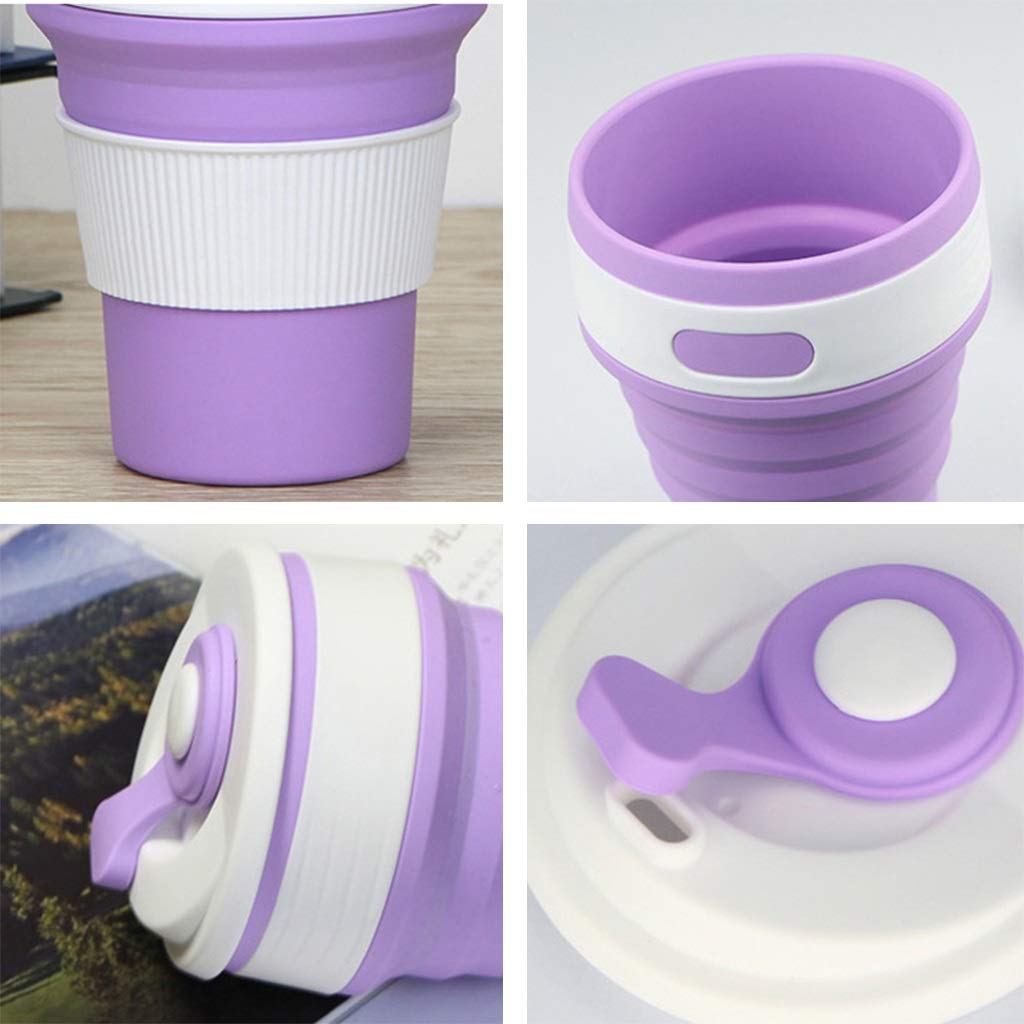 Taza De Agua Plegable, Silicona De Grado Alimenticio La Seguridad Portátil Taza De Café Retráctil Se Puede Llenar con Agua Hirviendo (6 Colores)