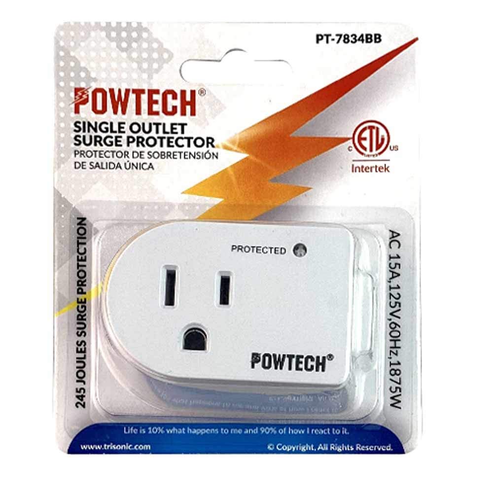 1 Pc Single Outlet 3 Prong Power Adapter Grounded Wall Tap Surge Protector Plug