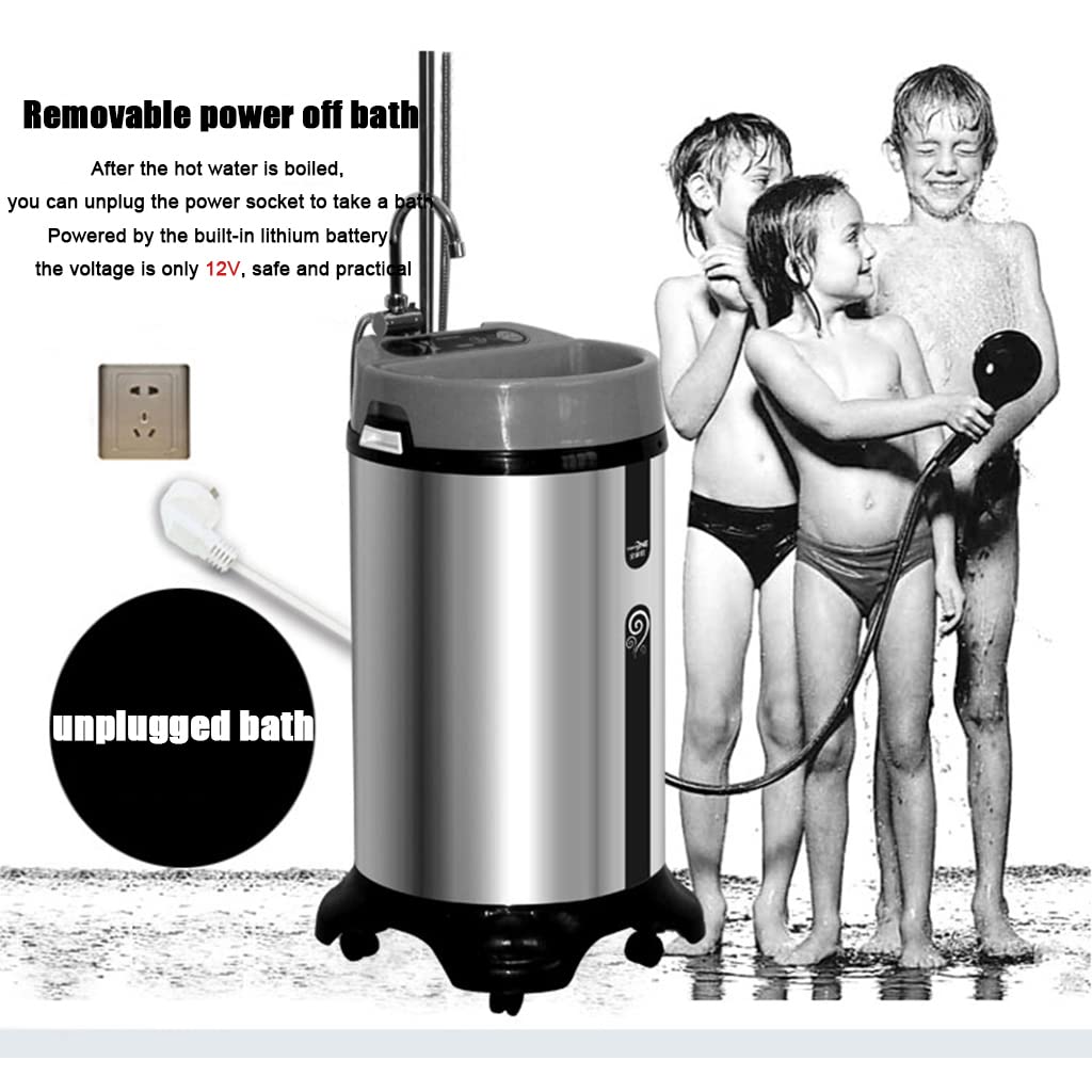 Scaldabagno termostatico per doccia con spegnimento istantaneo, Scaldabagno elettrico verticale portatile, Cucina domestica in acciaio inossidabile Bagno Sistema di acqua calda da campeggio all'aper