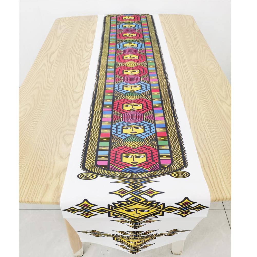 Traditional Eritrean Ethiopian Table Runners for Home Bohemian Wedding Kitchen Dining Table Decor 12x63 Inch Long