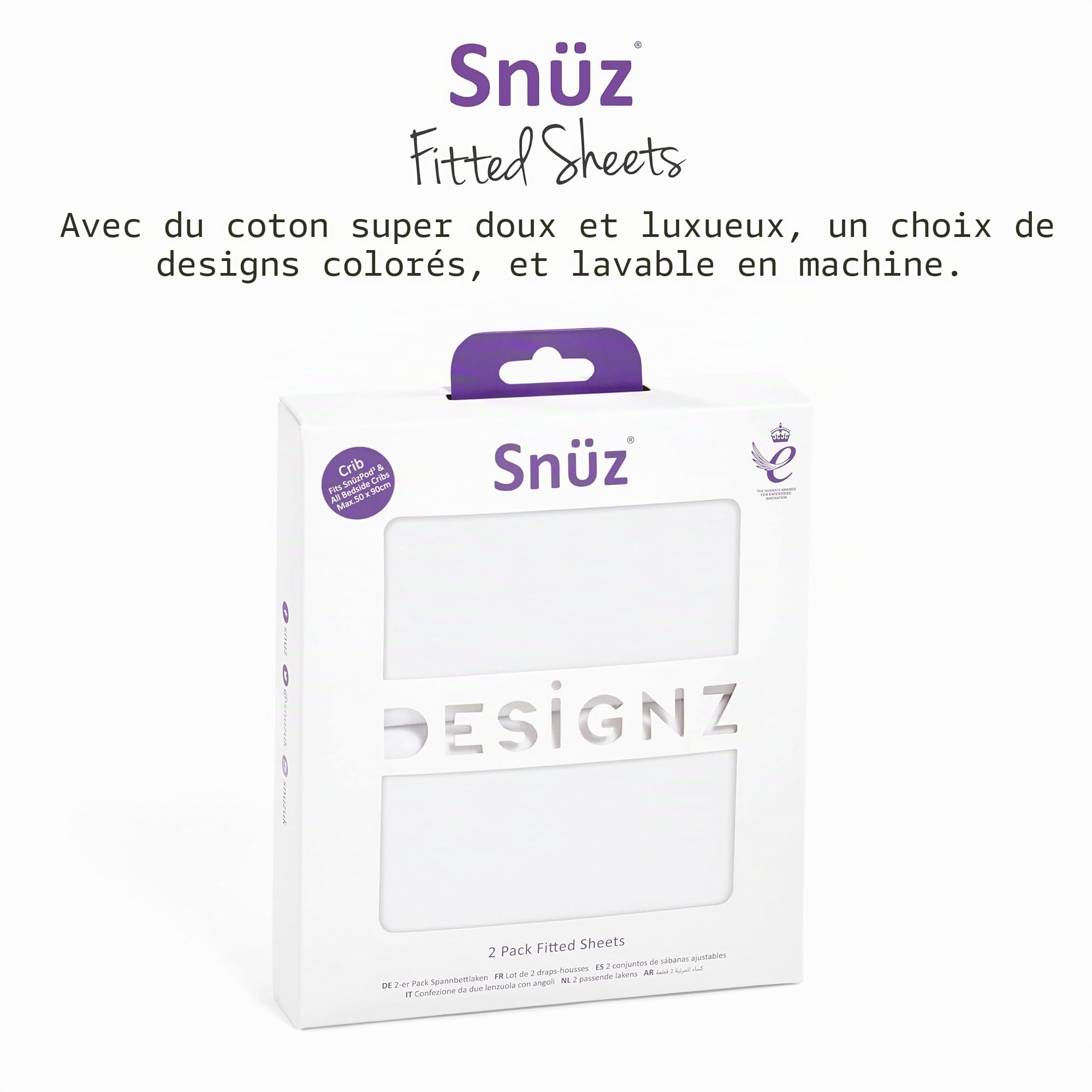 Snüz Draps-Housses pour Berceau de Chevet, Blanc, 280 g, BD028BL
